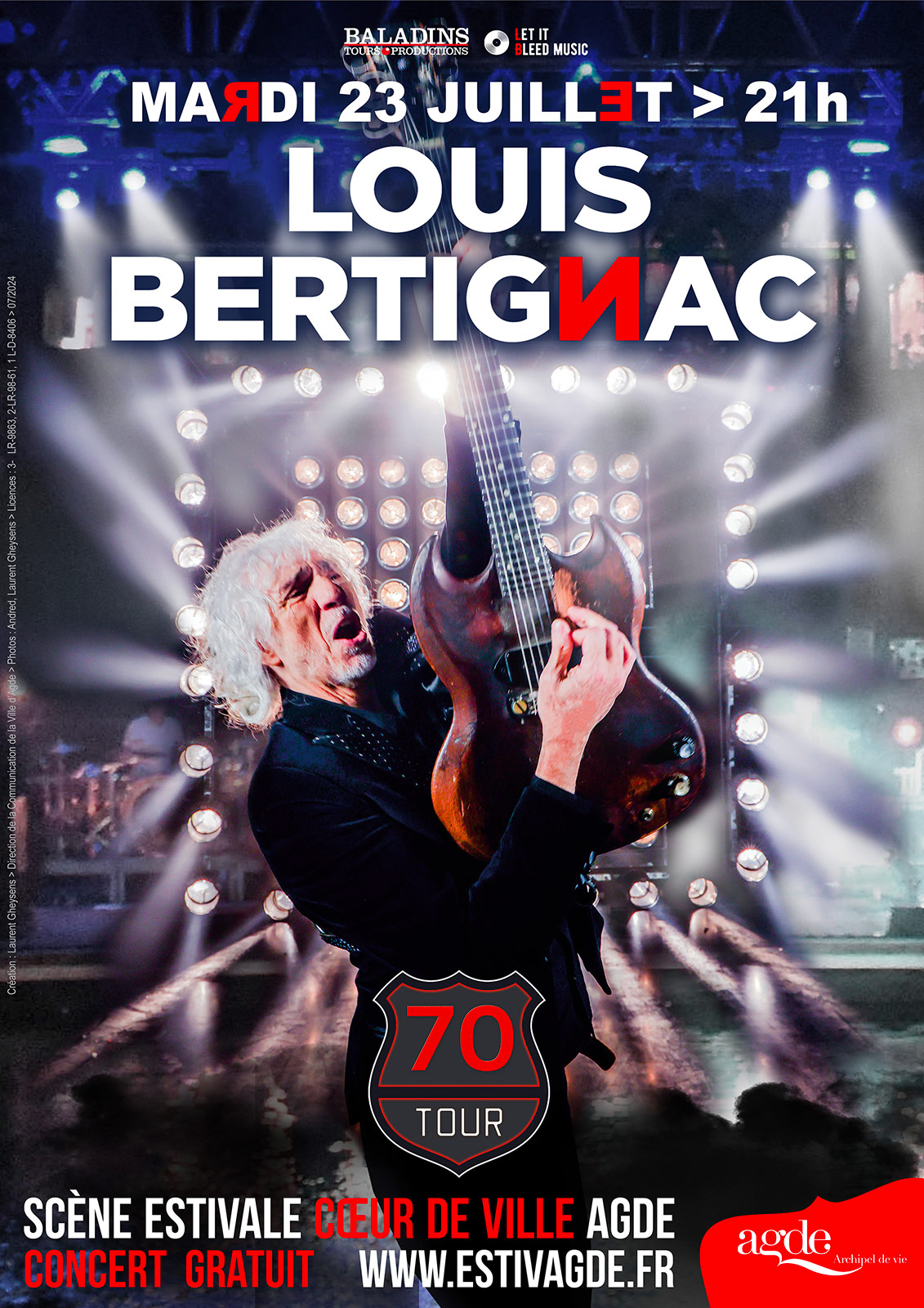 Louis Bertignac en concert sur la Scène Flottante d'Agde le 23 juillet 2024